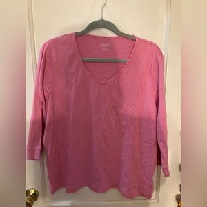Talbot’s Women’s 2X, 3/4 sleeve, scoop neck, pink, 100% cotton shirt